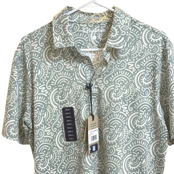 New Chubbies Polo Shirt Mens Small Sage Green Swirl Performance Stretch Relaxed - Picture 4 of 12